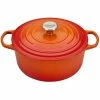 Le Creuset 5.5 Qt. Round Signature Cast Iron Dutch Oven With Stainless Steel Knob | Flame Orange