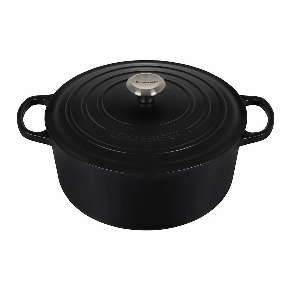 Le Creuset 7.25 Qt. Round Signature Dutch Oven With Stainless Steel Knob | Licorice 1 Le Creuset 7.25 Qt. Round Signature Dutch Oven With Stainless Steel Knob | Licorice