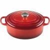 Le Creuset 5 Qt. Oval Signature Dutch Oven With Stainless Steel Knob | Cerise/Cherry Red