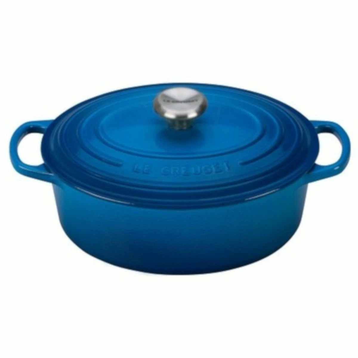 Le Creuset 2.75 Qt. Oval Signature Dutch Oven With Stainless Steel Knob | Marseille Blue 1 Le Creuset 2.75 Qt. Oval Signature Dutch Oven With Stainless Steel Knob | Marseille Blue
