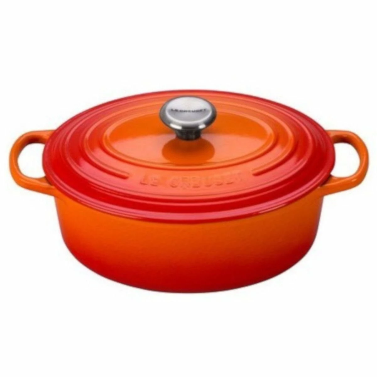 Le Creuset 2.75 Qt. Oval Signature Dutch Oven With Stainless Steel Knob | Flame Orange 1 Le Creuset 2.75 Qt. Oval Signature Dutch Oven With Stainless Steel Knob | Flame Orange