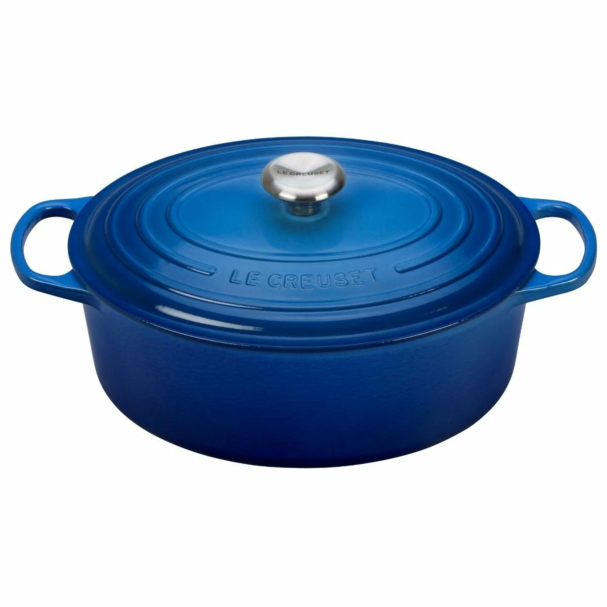 Le Creuset 6.75 Qt. Oval Signature Dutch Oven With Stainless Steel Knob | Marseille Blue 1 Le Creuset 6.75 Qt. Oval Signature Dutch Oven With Stainless Steel Knob | Marseille Blue