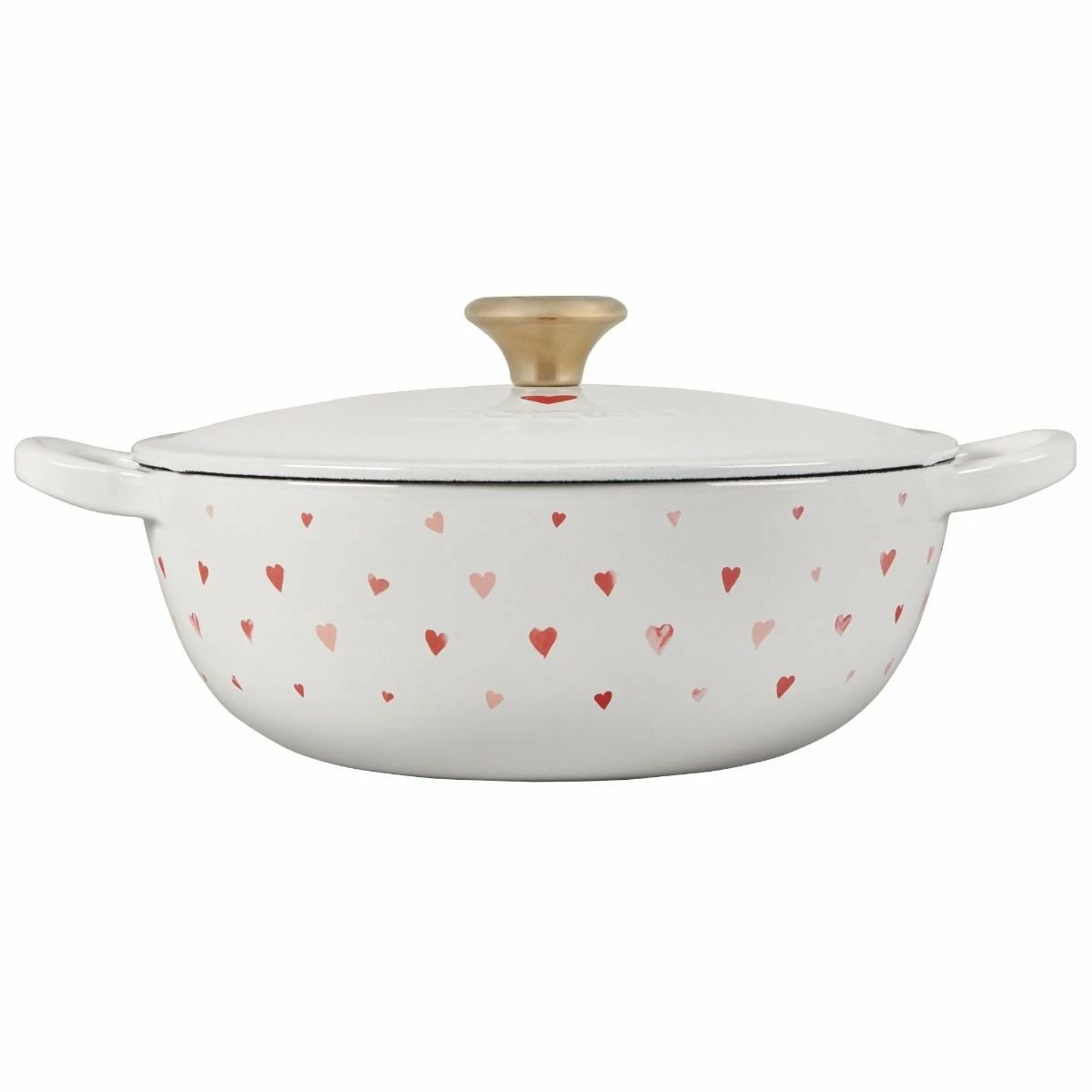 Le Creuset L'Amour 2.75 Qt. Enameled Cast Iron Soup Pot With Gold Knob & Heart Applique | White 2 Le Creuset L'Amour 2.75 Qt. Enameled Cast Iron Soup Pot With Gold Knob & Heart Applique | White - Image 2