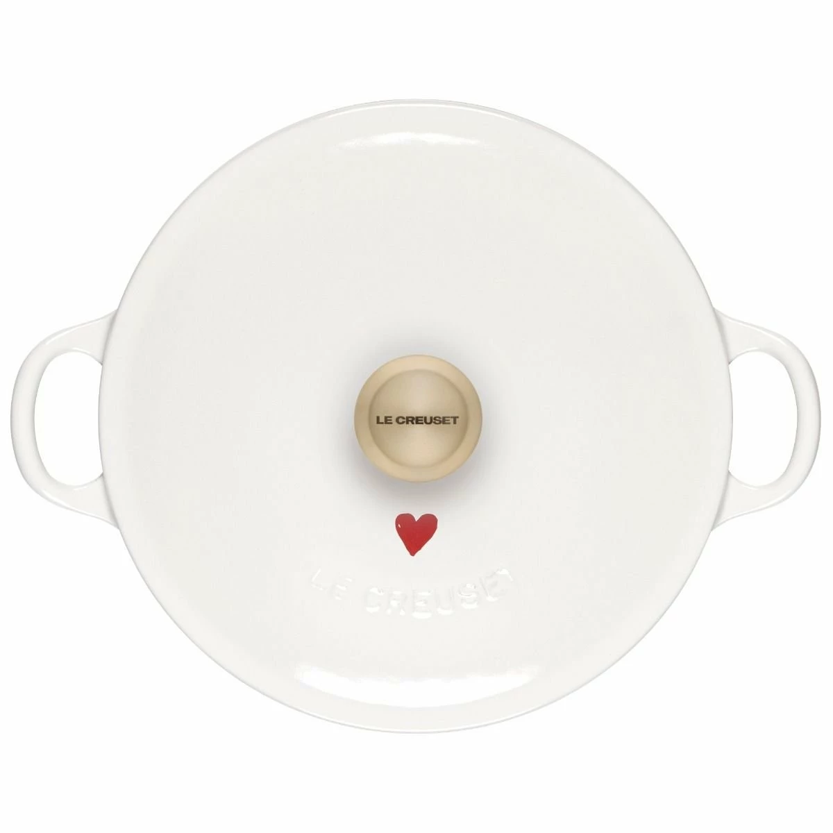 Le Creuset L'Amour 2.75 Qt. Enameled Cast Iron Soup Pot With Gold Knob & Heart Applique | White 3 Le Creuset L'Amour 2.75 Qt. Enameled Cast Iron Soup Pot With Gold Knob & Heart Applique | White - Image 3