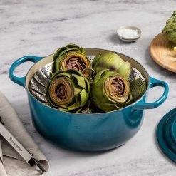 Le Creuset 4.5 Qt. Round Signature Dutch Oven With Stainless Steel Knob | Deep Teal -Cookware Sets Sales 2023 rs16337 p06 steaming in dutch oven lpr