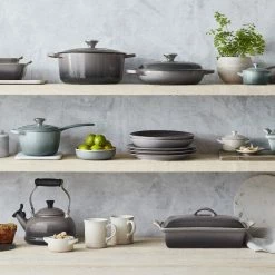 Le Creuset 5.5 Qt. Round Signature Dutch Oven With Stainless Steel Knob | Oyster Grey -Cookware Sets Sales 2023 rs16352 00 oyster le creuset shelfshot ret