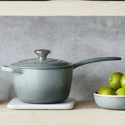 Le Creuset 1.75 Qt. Signature Enameled Cast Iron Saucepan With Stainless Steel Knob | Sea Salt -Cookware Sets Sales 2023 rs16352 00 oyster le creuset shelfshot ret 1