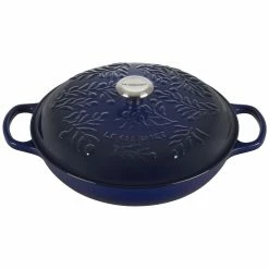 Le Creuset Olive Branch Collection 3.5 Qt. Signature Braiser | Indigo Blue