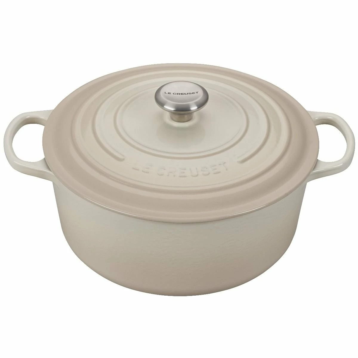 Le Creuset 7.25 Qt. Round Signature Dutch Oven With Stainless Steel Knob | Meringue White 1 Le Creuset 7.25 Qt. Round Signature Dutch Oven With Stainless Steel Knob | Meringue White