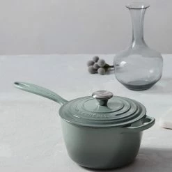 Le Creuset 2.25 Qt. Signature Enameled Cast Iron Saucepan With Stainless Steel Knob | Sea Salt -Cookware Sets Sales 2023 rs9193 spring 2019 seasaltgroup 0617