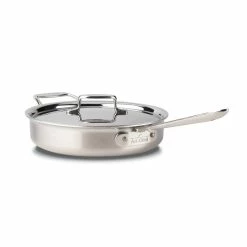 Cookware Sets Sales 2023 24 All-Clad D5 Brushed Stainless Steel Saute Pan & Lid | 3 Qt.