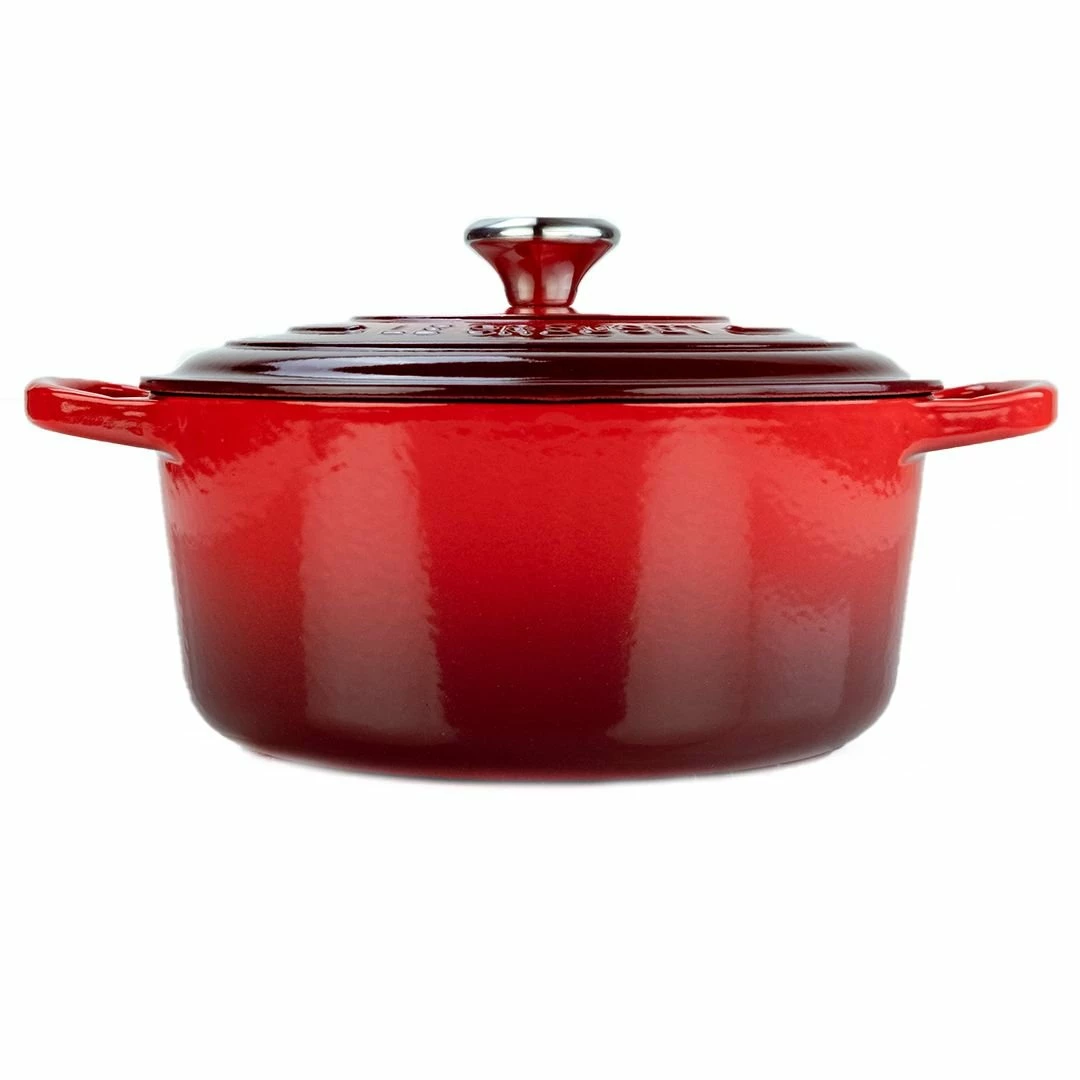 Le Creuset 3.5 Qt. Round Signature Dutch Oven With Stainless Steel Heart Knob | Cerise/Cherry Red 2 Le Creuset 3.5 Qt. Round Signature Dutch Oven With Stainless Steel Heart Knob | Cerise/Cherry Red - Image 2