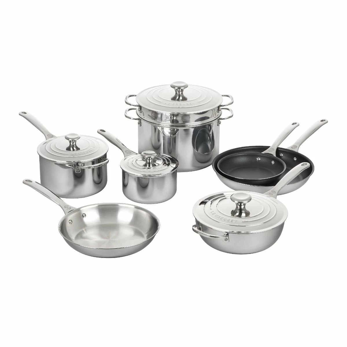 Le Creuset 12-Piece Nonstick Cookware Set | Stainless Steel 1 Le Creuset 12-Piece Nonstick Cookware Set | Stainless Steel