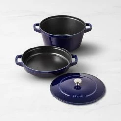 Staub Stackable Cocotte, Braiser, And Grill Pan With Lid | Dark Blue 22 Staub Stackable Cocotte, Braiser, And Grill Pan With Lid | Dark Blue -Cookware Sets Sales 2023 staub stackable 3 piece set xl 1