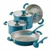Rachael Ray 8-Piece Enameled Stacking Cookware Set | Teal Shimmer
