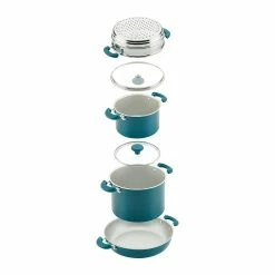 Rachael Ray 8-Piece Enameled Stacking Cookware Set | Teal Shimmer -Cookware Sets Sales 2023 teal9