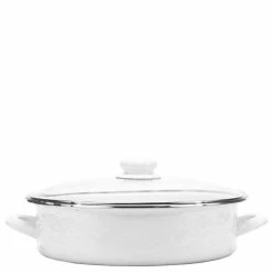 Cookware Sets Sales 2023 22 Golden Rabbit Enamelware 5 Qt. Large Saute Pan With Lid | White